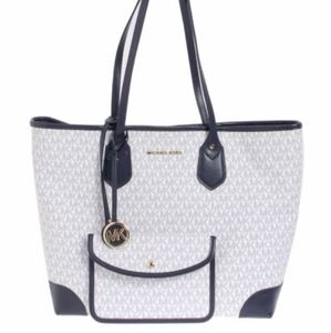 Michael Kors Large Eva Navy Blue/White Tote